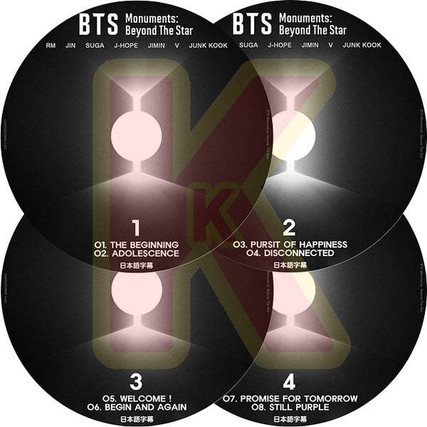 K-POP DVD バンタン BTS Monuments Beyond The Star 4枚SET 日本語字幕あり RM  JIN SUGA J-HOPE JIMIN  V JUNGKOOK BANGTAN KPOP DVD